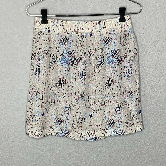 See U Soon Beige Paint Print Tulip Mini Skirt Size 4 - Picture 3 of 7